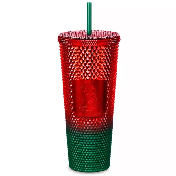 Starbucks Disneyland Mickey Studded Christmas Tumbler Red Green 2022 Venti NEW - Picture 2 of 2